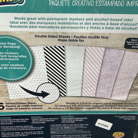 Shrinky Dinks Creative Pack 6 Printed Pattern Kids Art and Craft Activity - Picture 5 of 6